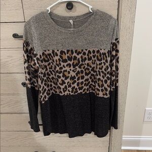 Leopard Print Colorblock Women's Top